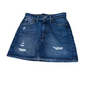 Levi's Deconstructed Denim Mini Skirt Distressed Cotton Sz 25